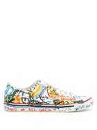 Matchesfashion.com Vetements - Graffiti Print Low Top Leather Trainers - Mens - White