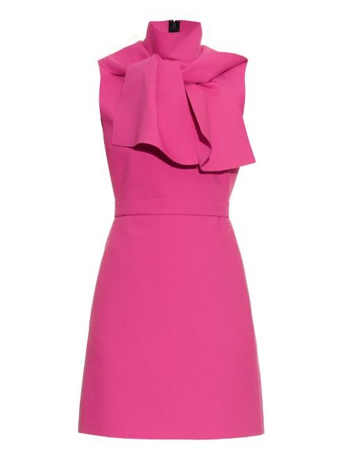 Msgm Neck-tie Crepe Mini Dress