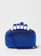 Alexander Mcqueen - Skull Four-ring Crystal-embellished Clutch - Womens - Blue