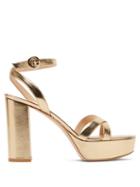 Matchesfashion.com Gianvito Rossi - Poppy 70 Leather Platform Sandals - Womens - Gold