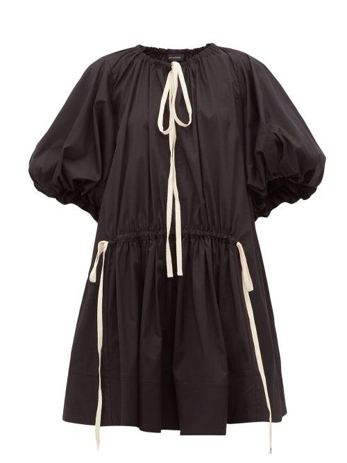 Matchesfashion.com Lee Mathews - Elsie Puff Sleeve Cotton Blend Dress - Womens - Black