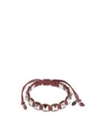 Matchesfashion.com Valentino Garavani - Rockstud Waxed-cotton Macram Bracelet - Mens - Pink