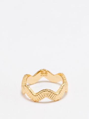By Alona - Wavy 18kt Gold-plated Ring - Womens - Yellow Gold