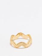 By Alona - Wavy 18kt Gold-plated Ring - Womens - Yellow Gold