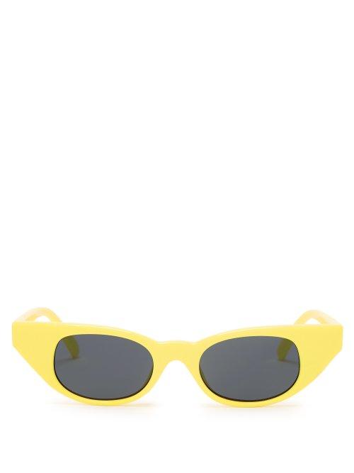 Matchesfashion.com Le Specs - The Breaker Cat Eye Acetate Sunglasses - Womens - Yellow