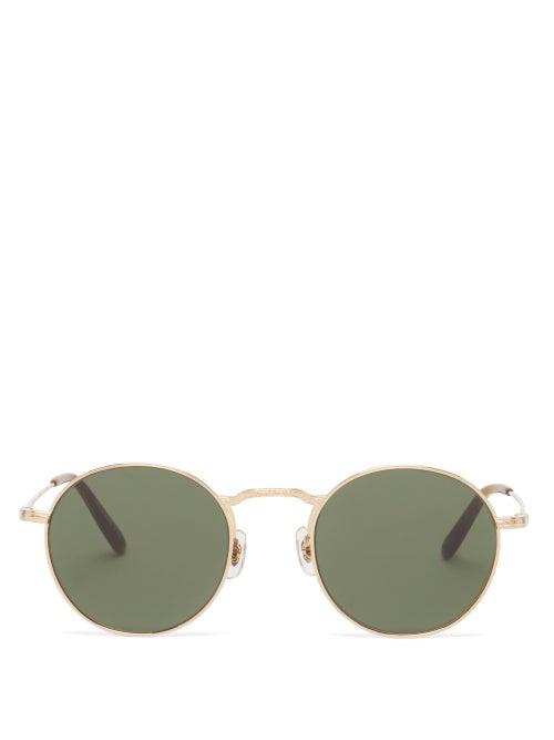Mens Eyewear Oliver Peoples - Weslie Round Titanium Sunglasses - Mens - Gold