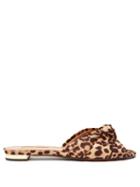 Matchesfashion.com Aquazzura - Menorca Knotted Leopard Print Twill Slides - Womens - Leopard