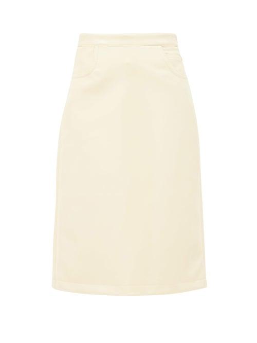 Matchesfashion.com Franoise - Patch-pocket Vinyl Midi Skirt - Womens - Pale Yellow