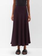 Raey - Organic Wool-crepe Circle Midi Skirt - Womens - Burgundy