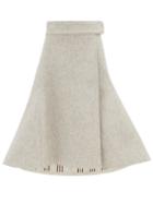 Matchesfashion.com Jil Sander - Fluted Felted Wool Blend Midi Skirt - Womens - Light Grey