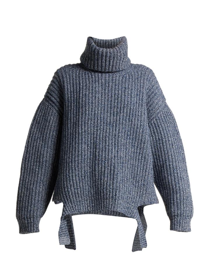Balenciaga Oversized Cut-out Hem Wool Sweater
