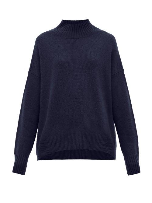 Matchesfashion.com Allude - Oversized High Neck Cashmere Sweater - Womens - Navy