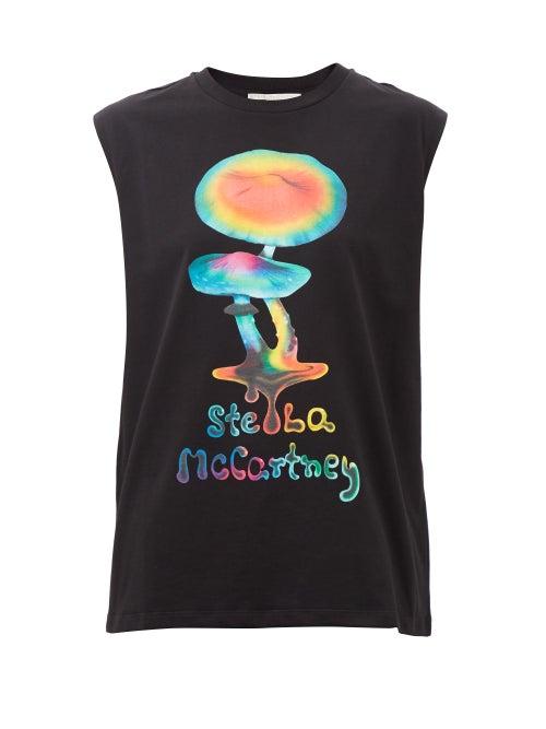 Stella Mccartney - Mushroom-print Cotton Tank Top - Womens - Black Multi