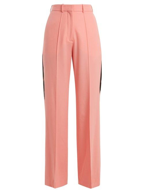 Matchesfashion.com Racil - Cumberland Side Stripe Wide Leg Wool Trousers - Womens - Pink