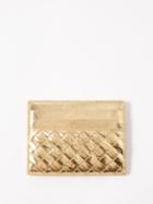 Bottega Veneta - Intrecciato Metallic Leather Cardholder - Womens - Gold