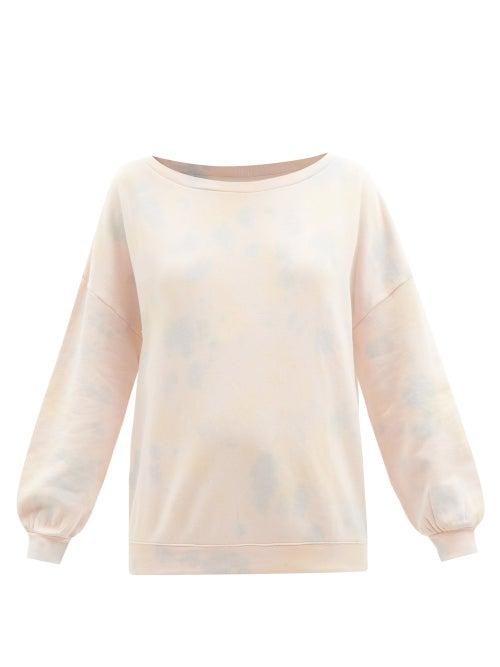 The Upside - Venera Off-the-shoulder Tie-dyed Cotton Sweatshirt - Womens - Light Pink Multi