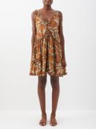 Zimmermann - Tiggy Floral-print Silk Mini Dress - Womens - Mint Multi