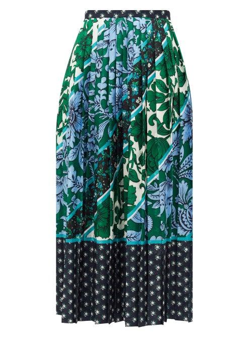 Matchesfashion.com Erdem - Nolana Wallpaper Kati Star-print Jacquard Skirt - Womens - Green Print
