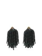 Matchesfashion.com Vanda Jacintho - Shower Clip On Bead Tassel Earrings - Womens - Dark Green