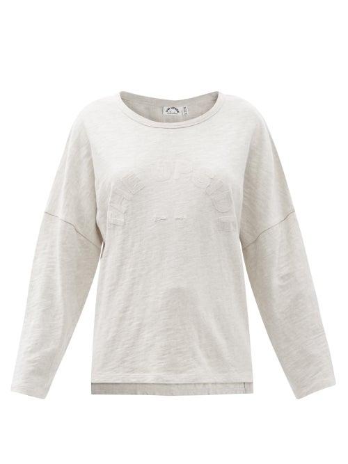 Ladies Activewear The Upside - Hazel Cotton-mlange Long-sleeved T-shirt - Womens - Light Grey