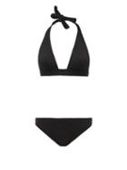 Matchesfashion.com Eres - Tailleur Halterneck Seersucker Bikini - Womens - Black