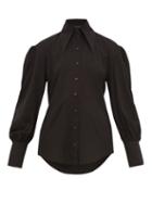 Matchesfashion.com Elzinga - Point Collar Cotton Blouse - Womens - Black