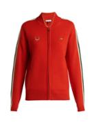 Matchesfashion.com Bella Freud - Race Track Zip Up Wool Track Jacket - Womens - Red