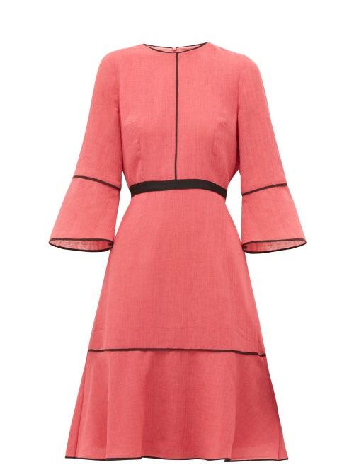 Matchesfashion.com Cefinn - Grosgrain Waist Slubbed Gauze Dress - Womens - Pink