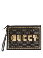 Matchesfashion.com Gucci - Logo And Star Print Leather Pouch - Mens - Black Multi