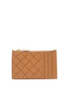 Bottega Veneta - Zipped Intrecciato-leather Cardholder - Womens - Tan