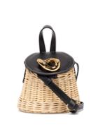 Matchesfashion.com Jw Anderson - Chain Lid Leather And Wicker Shoulder Bag - Womens - Black Multi