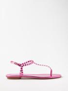Aquazzura - Tequila Crystal-embellished Leather Sandals - Womens - Pink