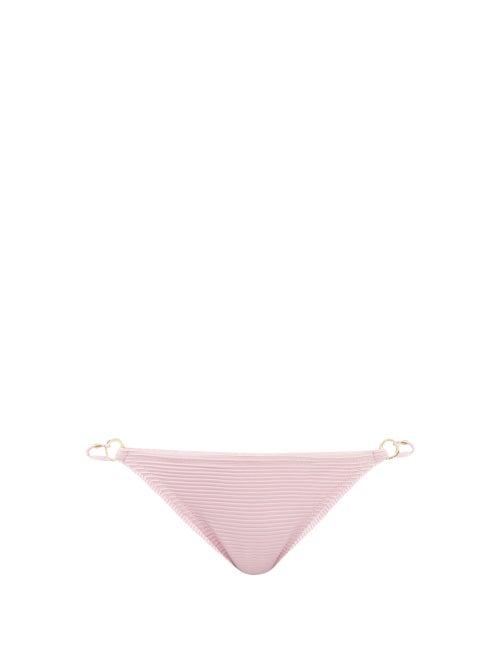 Heidi Klein - Ring-embellished Ribbed-jersey Bikini Briefs - Womens - Pink