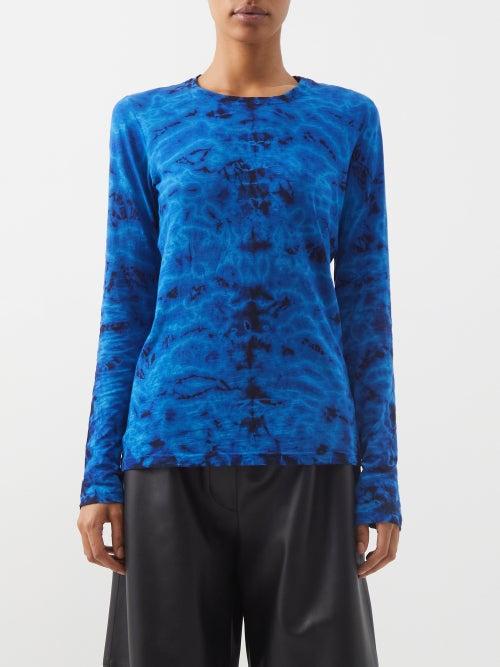 Proenza Schouler - Tie-dye Cotton-jersey Long-sleeved T-shirt - Womens - Blue Print