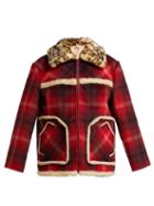 Matchesfashion.com No. 21 - Leopard Print Collar Tartan Jacket - Womens - Red Multi