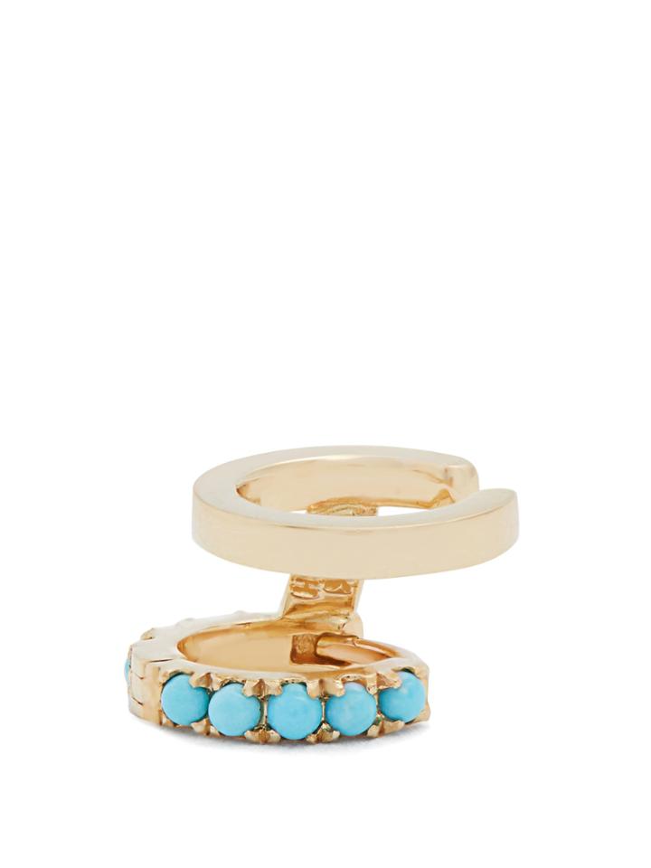 Maria Tash Turquoise & Yellow-gold Single Ear Cuff
