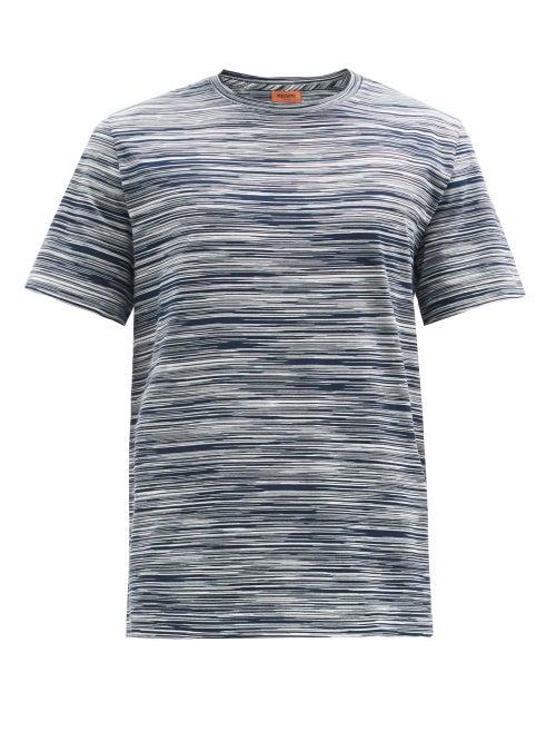 Matchesfashion.com Missoni - Blurred-stripe Cotton-jersey T-shirt - Mens - Navy Multi