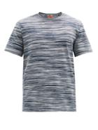 Matchesfashion.com Missoni - Blurred-stripe Cotton-jersey T-shirt - Mens - Navy Multi