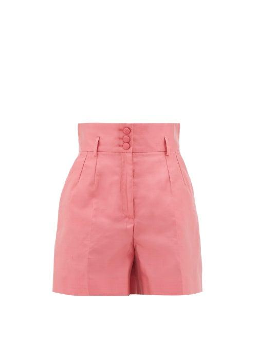 Matchesfashion.com Dolce & Gabbana - High-rise Silk-mikado Shorts - Womens - Pink