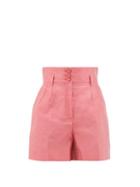 Matchesfashion.com Dolce & Gabbana - High-rise Silk-mikado Shorts - Womens - Pink