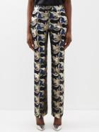 La Doublej - Saturday Night Metallic-jacquard Flared Trousers - Womens - Black Multi