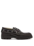 Matchesfashion.com Ami - Topstitched Leather Deck Shoes - Mens - Black