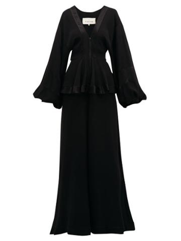 Matchesfashion.com William Vintage - Jean Varon 1970 Crepe Wide Leg Jumpsuit - Womens - Black