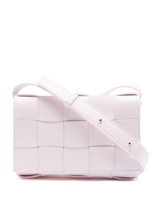 Bottega Veneta - Cassette Intrecciato-leather Cross-body Bag - Womens - Light Pink