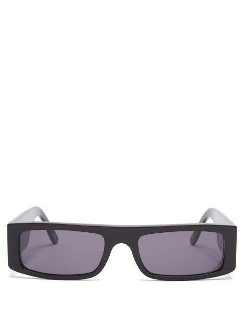 Matchesfashion.com Andy Wolf - Hume Sun Rectangular Frame Acetate Sunglasses - Mens - Black