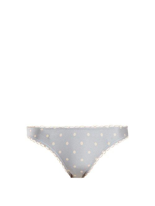 Matchesfashion.com Zimmermann - Helm Polka Dot Print Bikini Briefs - Womens - Light Blue