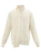 Alexander Mcqueen - Draped-panel Ribbed-knit Wool Sweater - Mens - Cream