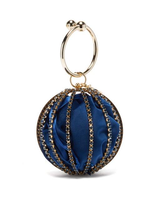 Matchesfashion.com Rosantica - Sasha Crystal-embellished Cage-frame Clutch - Womens - Navy