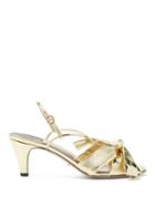 Matchesfashion.com Gucci - Dafne Metallic Bow Leather Sandals - Womens - Gold