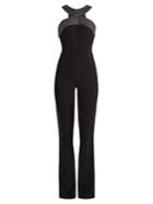 Mugler Leather-panelled Crepe Jumpsuit